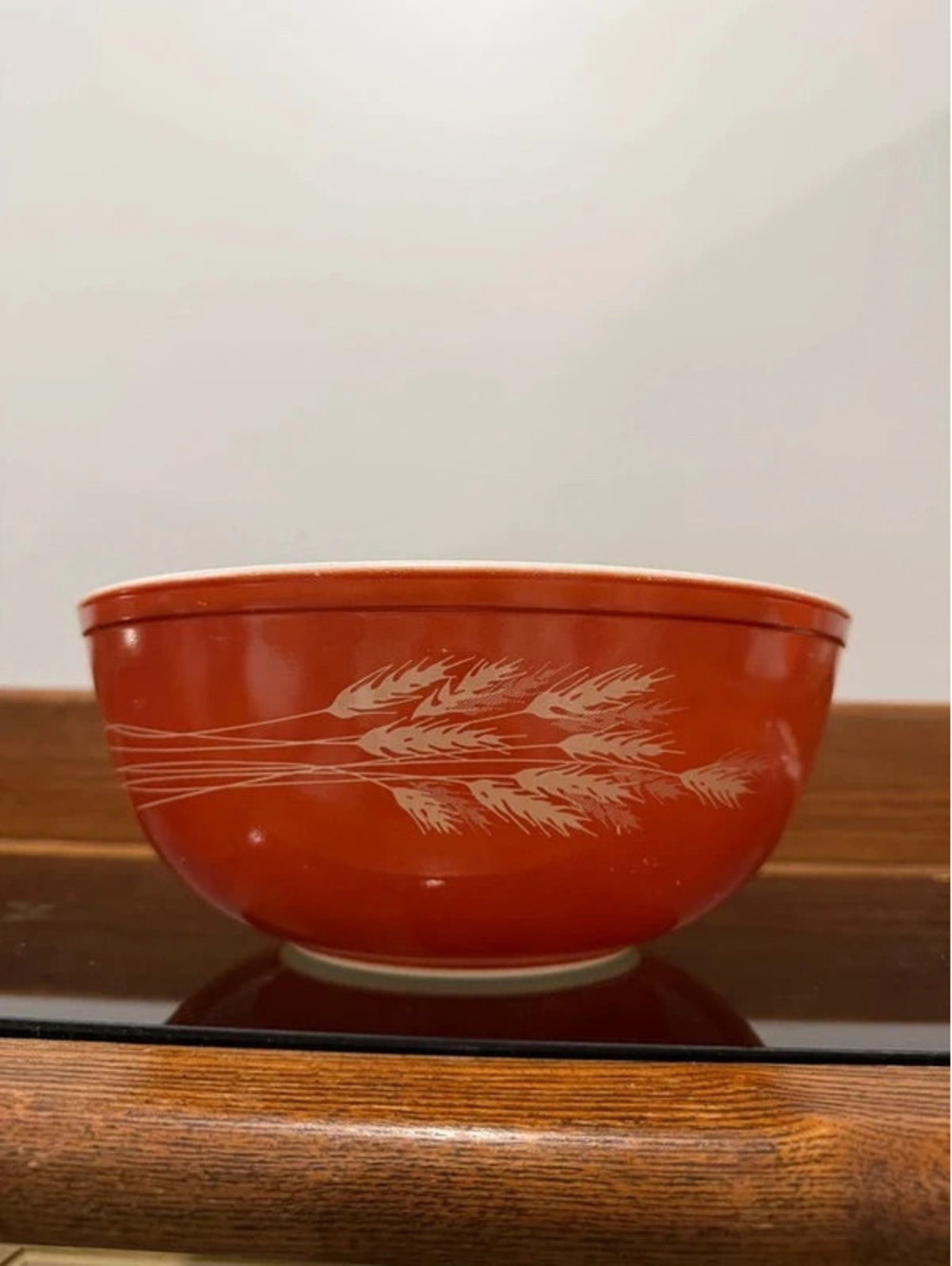 Vintage Pyrex Autumn Harvest Wheat #404 Rust Orange 4 Qt Mixing Bowl
